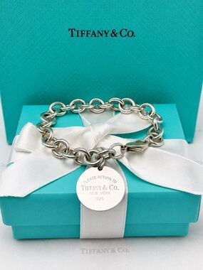 Tiffany & Co. Return to Tiffany Circle Tag Charm Bracelet Sterling Silver Gift